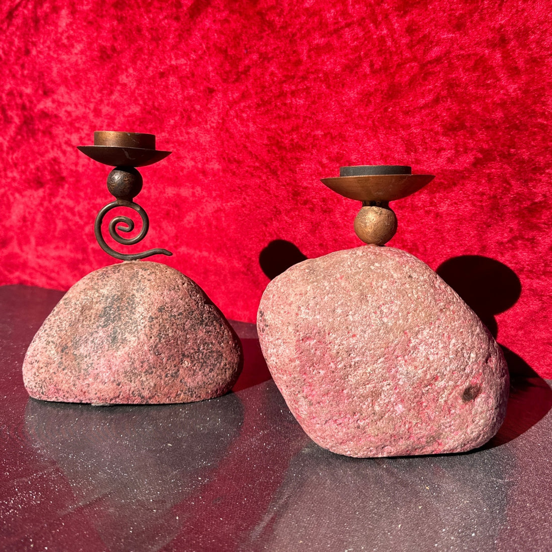 Mexican Stone & Swirl Candlesticks - Monte Visión