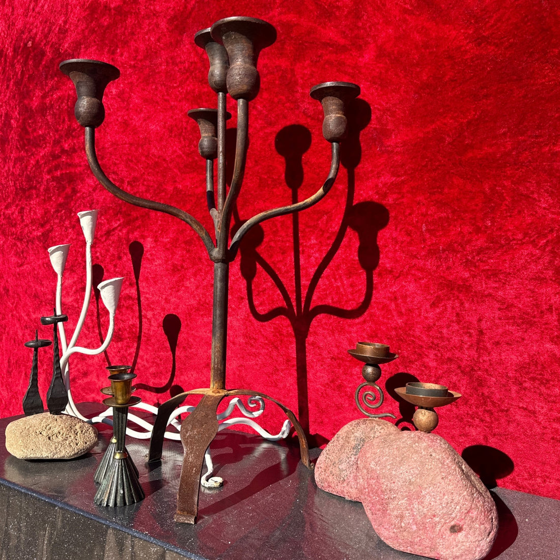 Mexican Stone & Swirl Candlesticks - Monte Visión