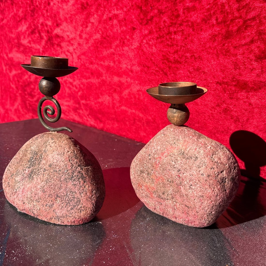 Mexican Stone & Swirl Candlesticks - Monte Visión