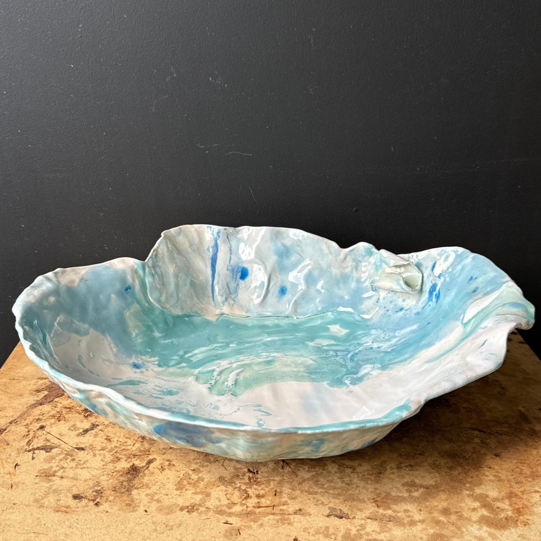 Postmodern Artist-Made Blue Swirl Bowl - Monte Visión