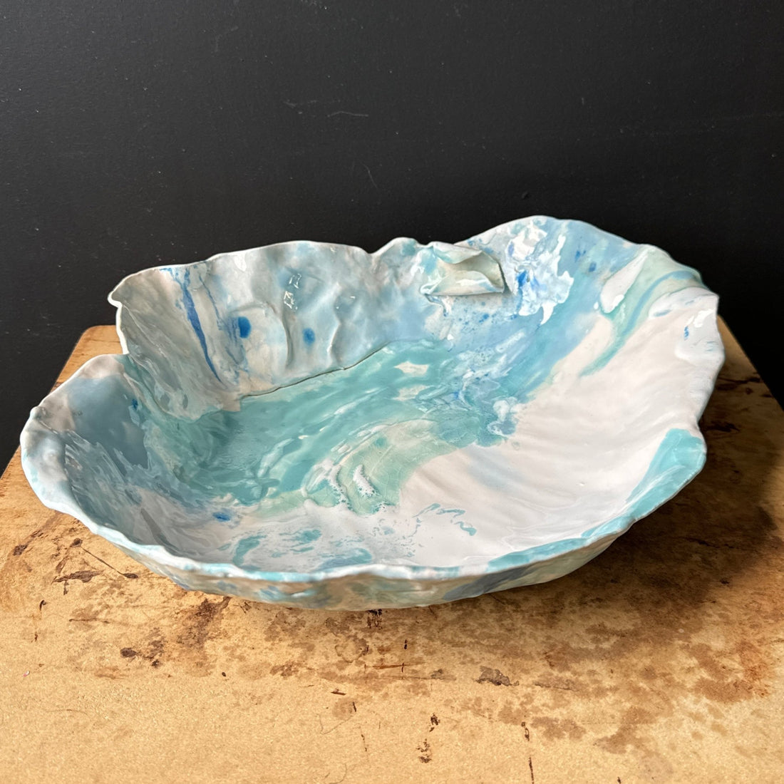 Postmodern Artist-Made Blue Swirl Bowl - Monte Visión