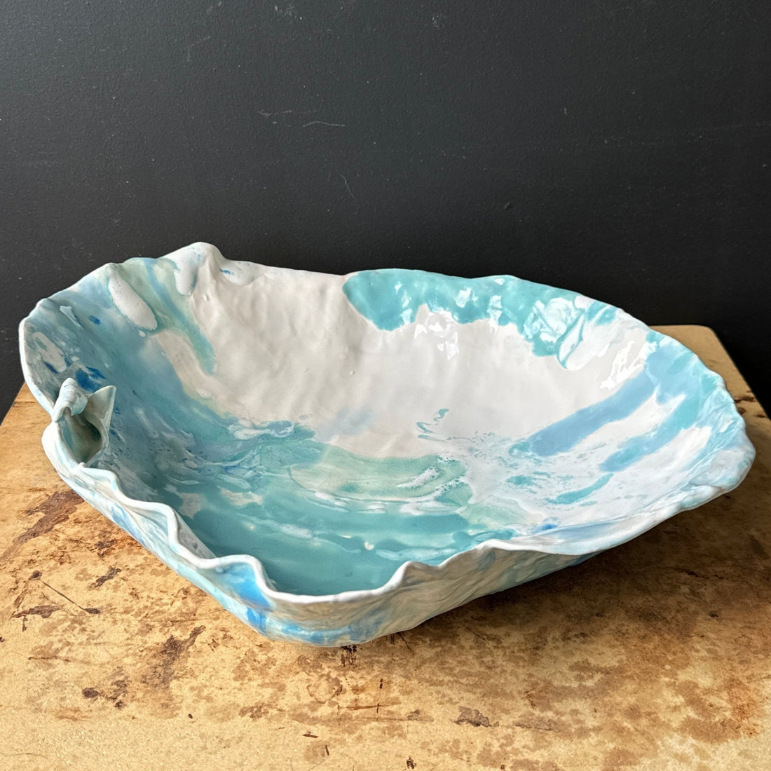 Postmodern Artist-Made Blue Swirl Bowl - Monte Visión