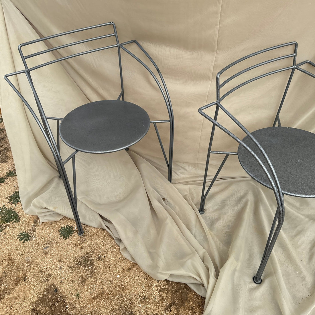 Postmodern French Wire "Lune D'Argent" Chairs By Pascal Mourgue- Set of 2 - Monte Visión