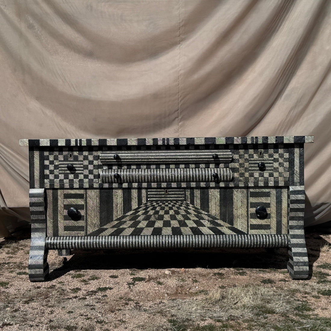 Postmodern Graphic Op-Art Artist Made Dresser - Monte Visión