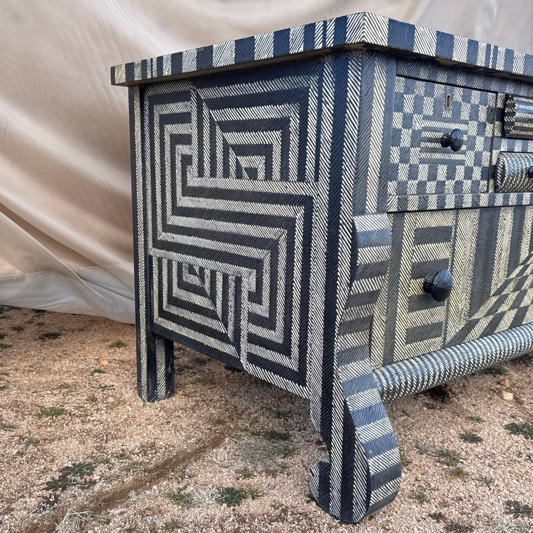 Postmodern Graphic Op-Art Artist Made Dresser - Monte Visión