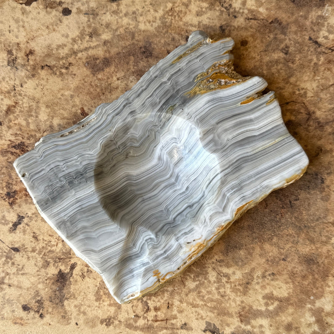 Postmodern Gray & Brown Stone Slab Ashtray - Monte Visión