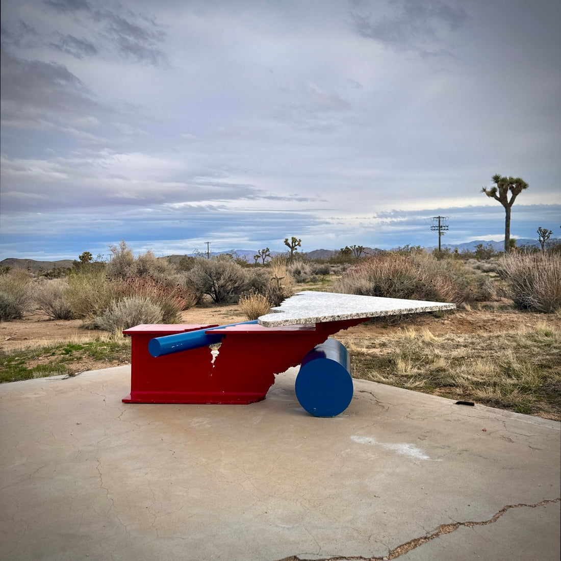 Postmodern Memphis Milano Powdercoated Steel & Granite Coffee Table - Monte Visión