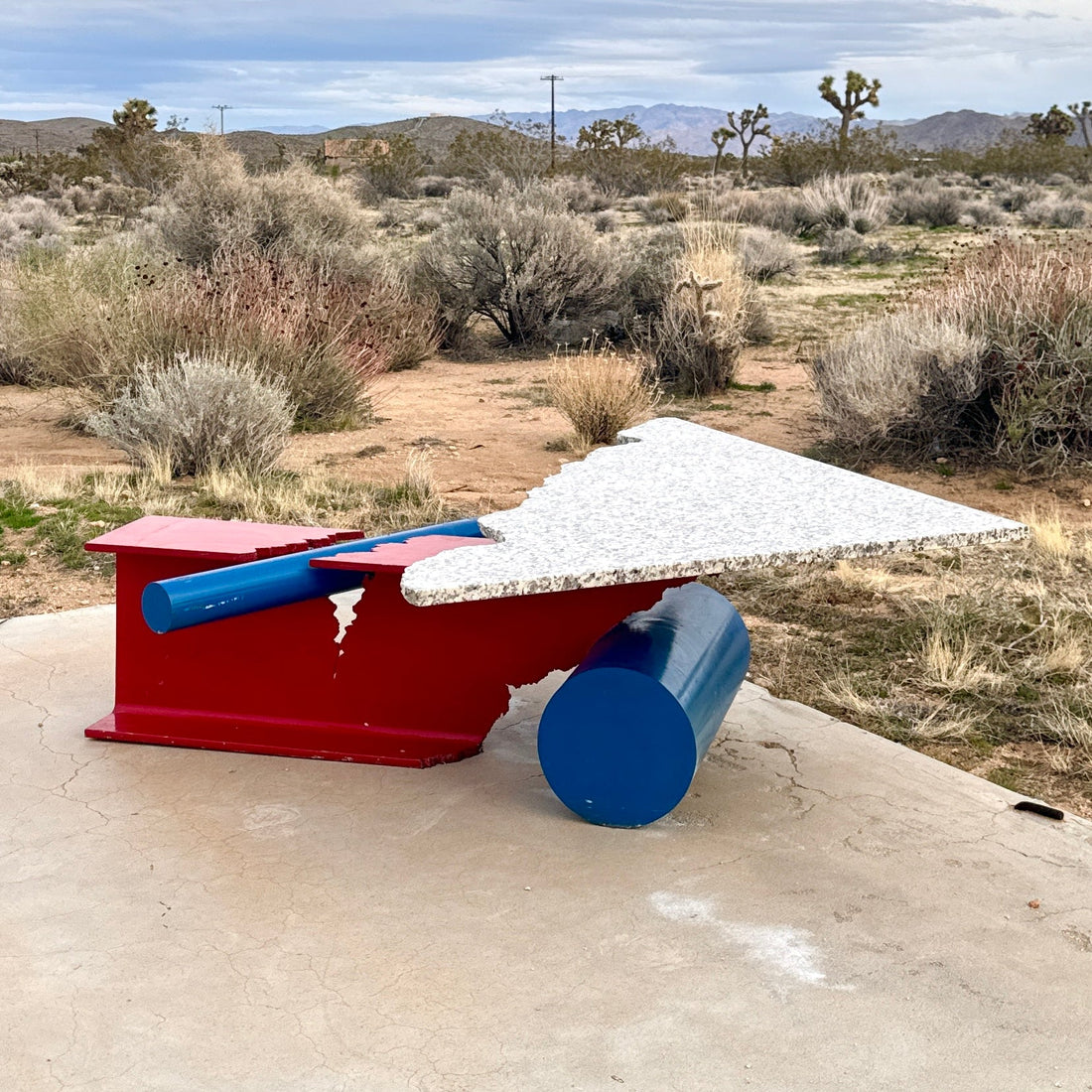 Postmodern Memphis Milano Powdercoated Steel & Granite Coffee Table - Monte Visión