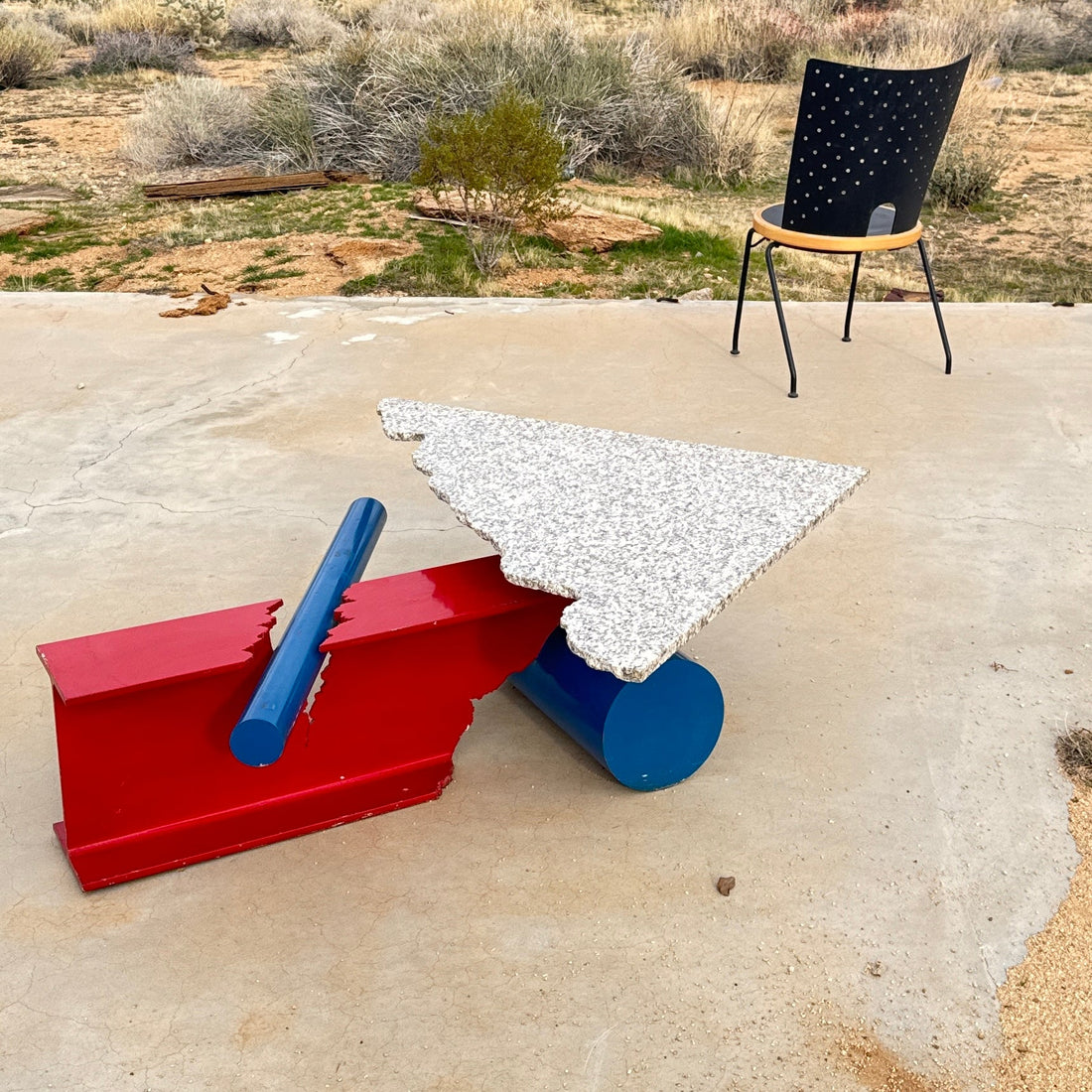 Postmodern Memphis Milano Powdercoated Steel & Granite Coffee Table - Monte Visión