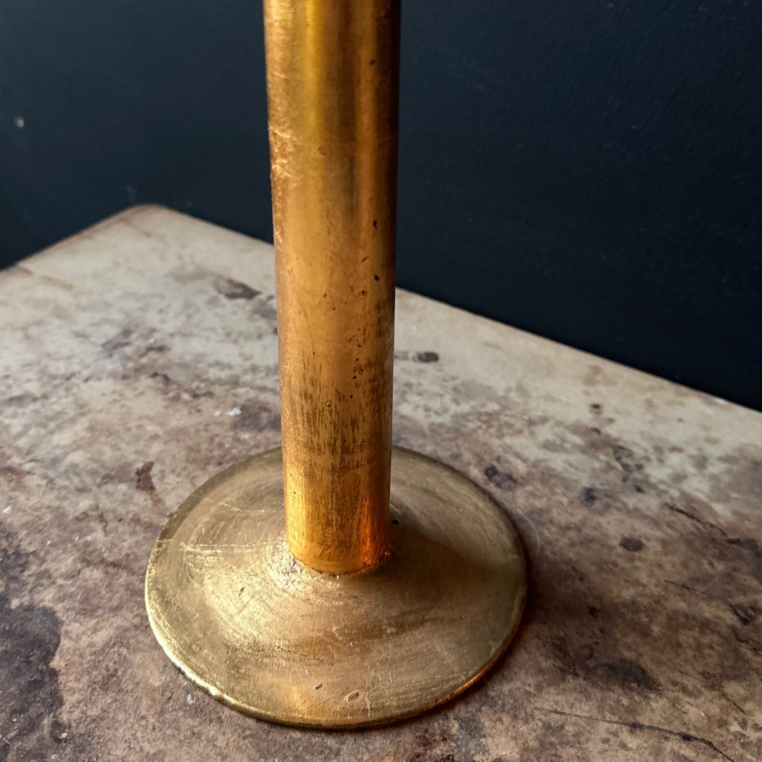 Postmodern Mexican Single Gold Leaf & Glass Candlestick - Monte Visión