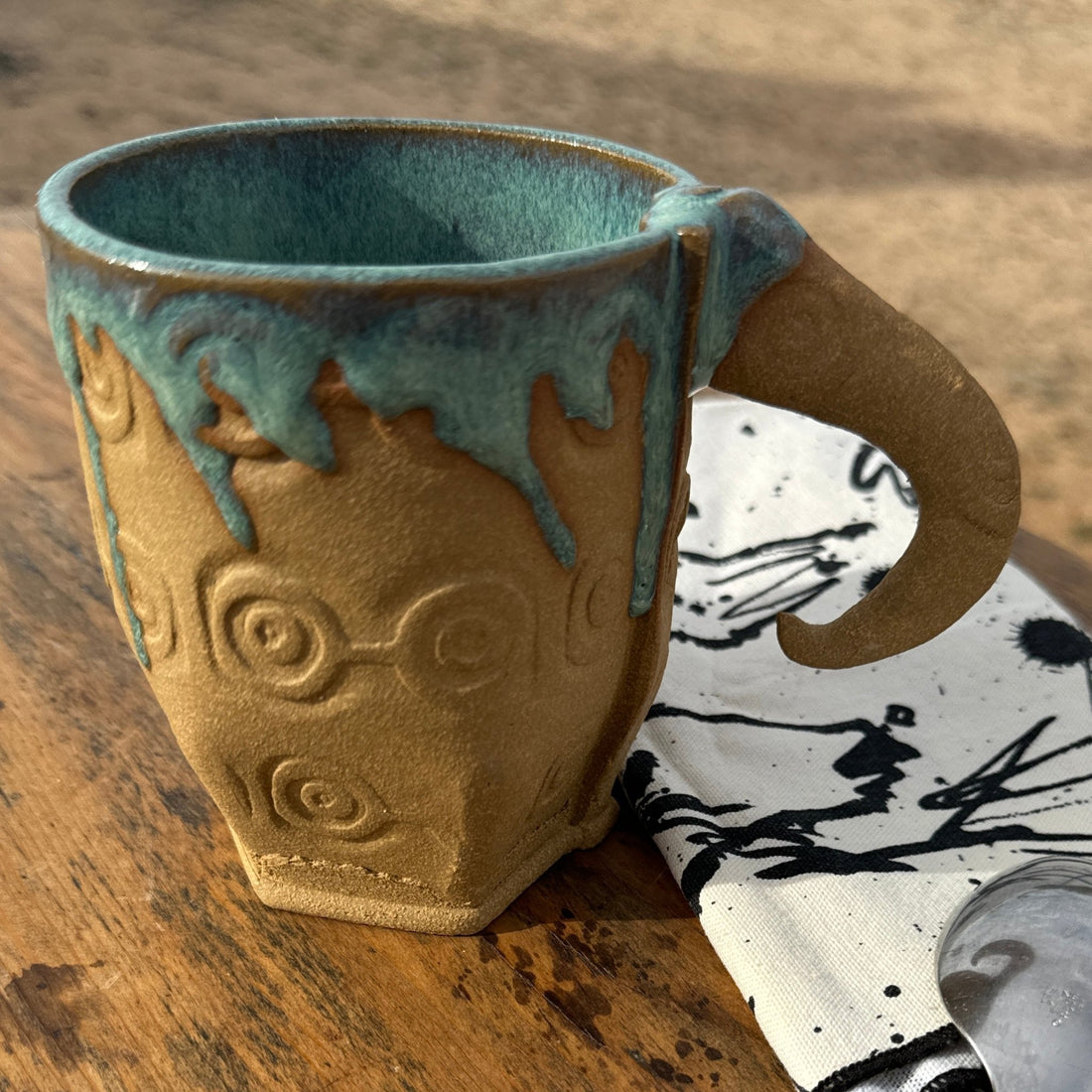 Single Whimsical Hook Handle Handmade Mug - Monte Visión