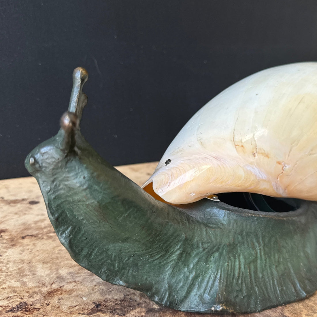 Vintage Solid Bronze Snail & Seashell Table Lamp - Monte Visión