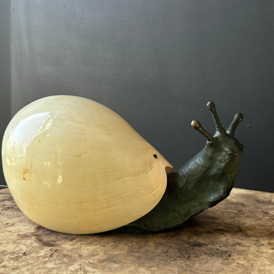 Vintage Solid Bronze Snail & Seashell Table Lamp - Monte Visión