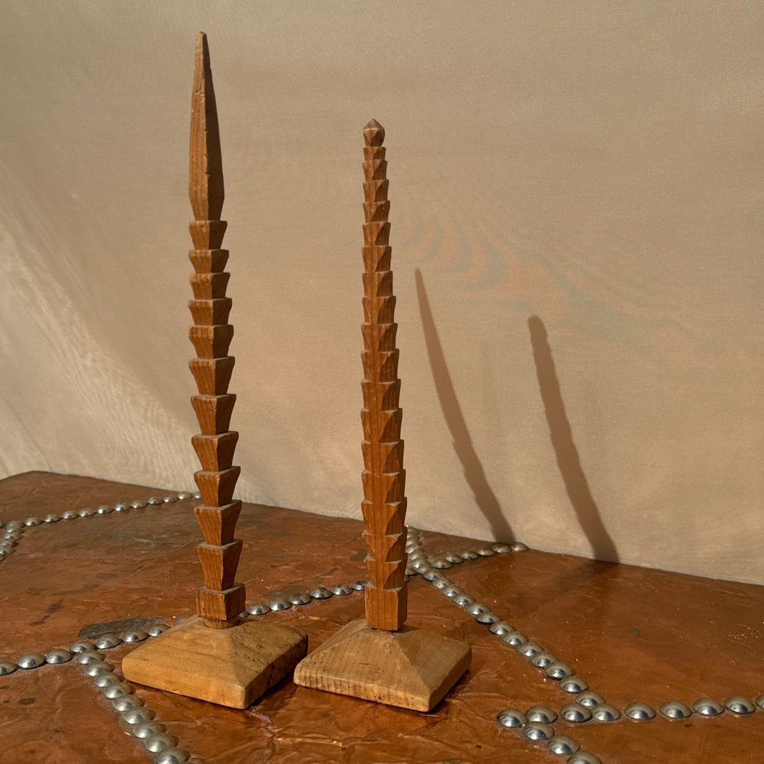 Vintage Tramp Folk Art Spires- Set of 2 - Monte Visión